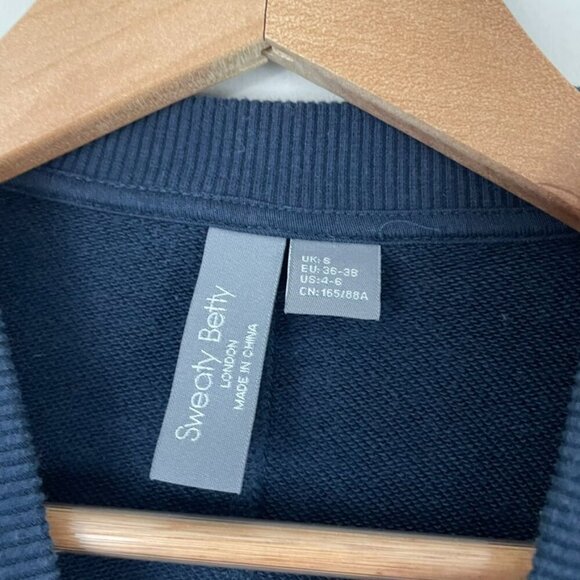 Sweaty Betty Revive Ruffle Hem Navy Athleisure Sweatshirt Size Small - Picture 3 of 7